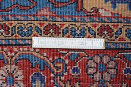 Close-up detail of 2000s Jozan rug from Iran / Persia showing Wool weave