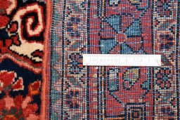 Full view of 1970s Jozan rug from Iran / Persia, 213 × 135 cm in Blue tones
