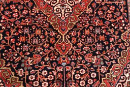 Close-up detail of 1970s Jozan rug from Iran / Persia showing Wool weave