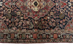 Full view of 1950s Jozan rug from Iran / Persia, 157 × 108 cm in Blue tones