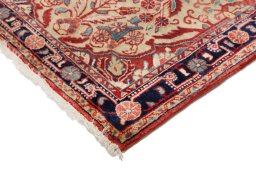 Backside of handmade 1990s Jozan rug showing knot structure and weave density