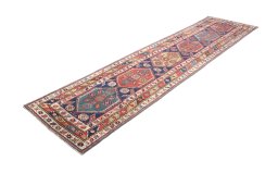 Close-up detail of 1900s Kurdi rug from Iran / Persia showing Wool weave