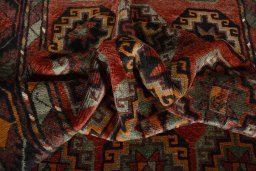 Close-up detail of 2000s Kurdi rug from Iran / Persia showing Wool weave