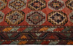 Close-up detail of 2000s Kurdi rug from Iran / Persia showing Wool weave