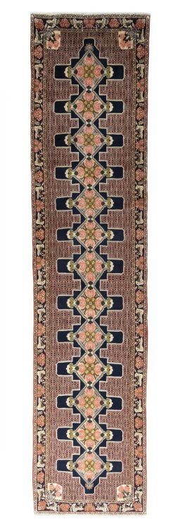 Full view of New Kurdi rug from Iran / Persia, 407 × 92 cm in Multi Color tones
