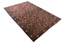 Close-up detail of 1970s Kurdi rug from Iran / Persia showing Wool weave