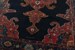 Close-up detail of 1950s Kurdi rug from Iran / Persia showing Wool weave