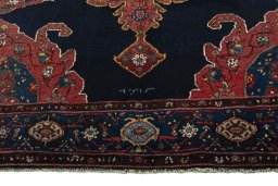 Full view of 1950s Kurdi rug from Iran / Persia, 211 × 152 cm in Blue tones