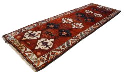 Close-up detail of 1990s Kurdi rug from Iran / Persia showing Wool weave