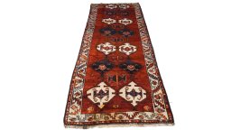 Close-up detail of 1990s Kurdi rug from Iran / Persia showing Wool weave