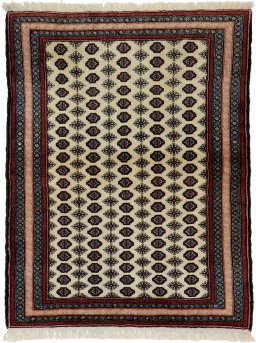 Full view of 1990s Kurdi rug from Iran / Persia, 142 × 110 cm in Beige tones