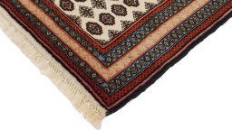 Backside of handmade 1990s Kurdi rug showing knot structure and weave density