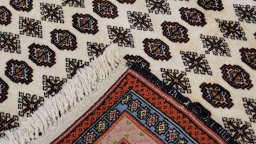 Close-up detail of 1990s Kurdi rug from Iran / Persia showing Wool weave