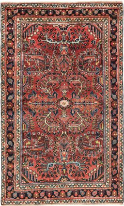 Full view of 1980s Lilian rug from Iran / Persia, 165 × 98 cm in Red tones