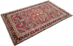 Corner detail of 1980s Lilian rug showing border pattern and Wool pile