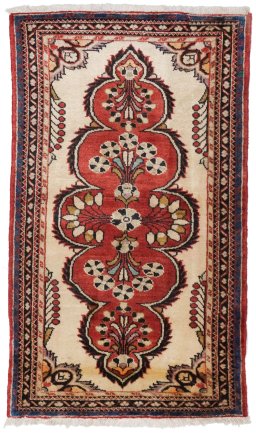 Full view of 1990s Lilian rug from Iran / Persia, 120 × 72 cm in Red tones