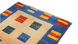 Backside of handmade New Lori rug showing knot structure and weave density