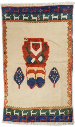 Full view of New Lori rug from Iran / Persia, 160 × 108 cm in Cream tones