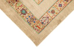 Backside of handmade New Lori rug showing knot structure and weave density