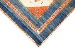 Backside of handmade New Lori rug showing knot structure and weave density