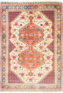 Full view of New Lori rug from Iran / Persia, 226 × 155 cm in Cream tones