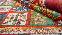 Close-up detail of New Lori rug from Iran / Persia showing Wool weave