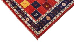 Backside of handmade New Lori rug showing knot structure and weave density