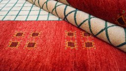 Close-up detail of New Lori rug from Iran / Persia showing Wool weave