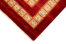 Backside of handmade New Lori rug showing knot structure and weave density
