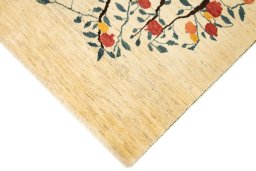 Backside of handmade New Lori rug showing knot structure and weave density