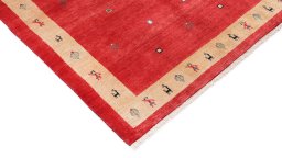 Backside of handmade New Lori rug showing knot structure and weave density
