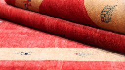 Close-up detail of New Lori rug from Iran / Persia showing Wool weave
