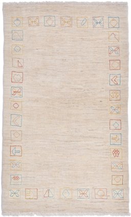Full view of New Lori rug from Iran / Persia, 155 × 94 cm in Cream tones