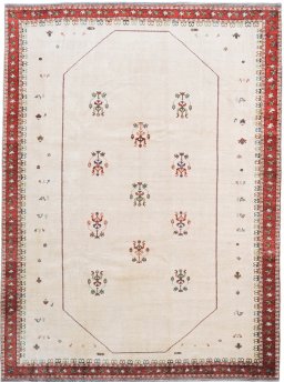 Full view of New Lori rug from Iran / Persia, 351 × 257 cm in Cream tones