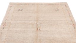 Backside of handmade New Lori rug showing knot structure and weave density
