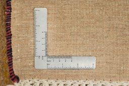 Close-up detail of 1980s Lori rug from Iran / Persia showing Wool weave