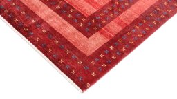 Backside of handmade New Lori rug showing knot structure and weave density