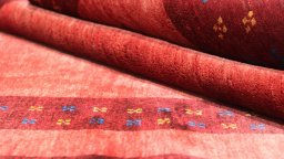 Close-up detail of New Lori rug from Iran / Persia showing Wool weave
