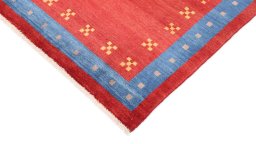 Backside of handmade New Lori rug showing knot structure and weave density
