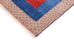 Backside of handmade New Lori rug showing knot structure and weave density