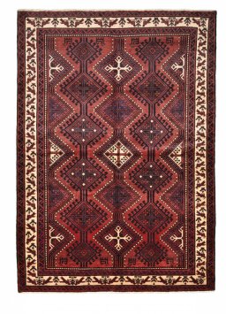Full view of 2000s Lori rug from Iran / Persia, 259 × 181 cm in Red tones