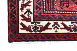 Close-up detail of 2000s Lori rug from Iran / Persia showing Wool weave