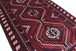 Close-up detail of 2000s Lori rug from Iran / Persia showing Wool weave