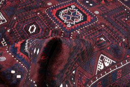 Full view of 2000s Lori rug from Iran / Persia, 297 × 225 cm in Red tones