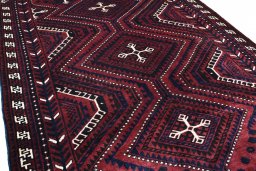 Close-up detail of 2000s Lori rug from Iran / Persia showing Wool weave