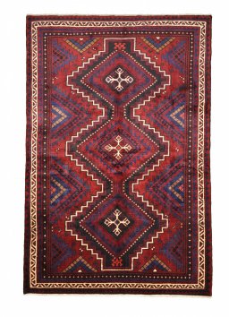 Full view of 2000s Lori rug from Iran / Persia, 264 × 174 cm in Red tones