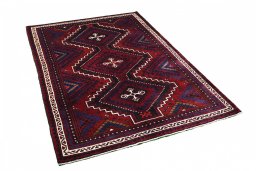 Corner detail of 2000s Lori rug showing border pattern and Wool pile