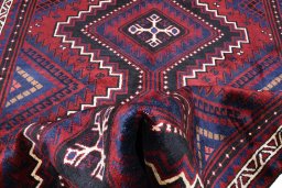 Full view of 2000s Lori rug from Iran / Persia, 264 × 174 cm in Red tones