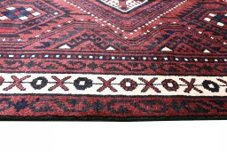 Full view of 2000s Lori rug from Iran / Persia, 290 × 203 cm in Red tones