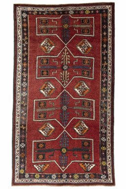 Full view of 2000s Lori rug from Iran / Persia, 325 × 184 cm in Red tones